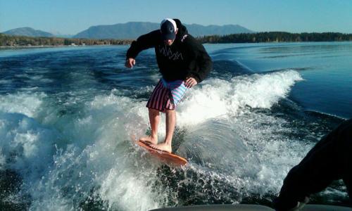 Wake Surfing on Whitefish Lake