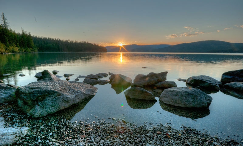 Sunset over Ashley Lake in Whitefish Montana